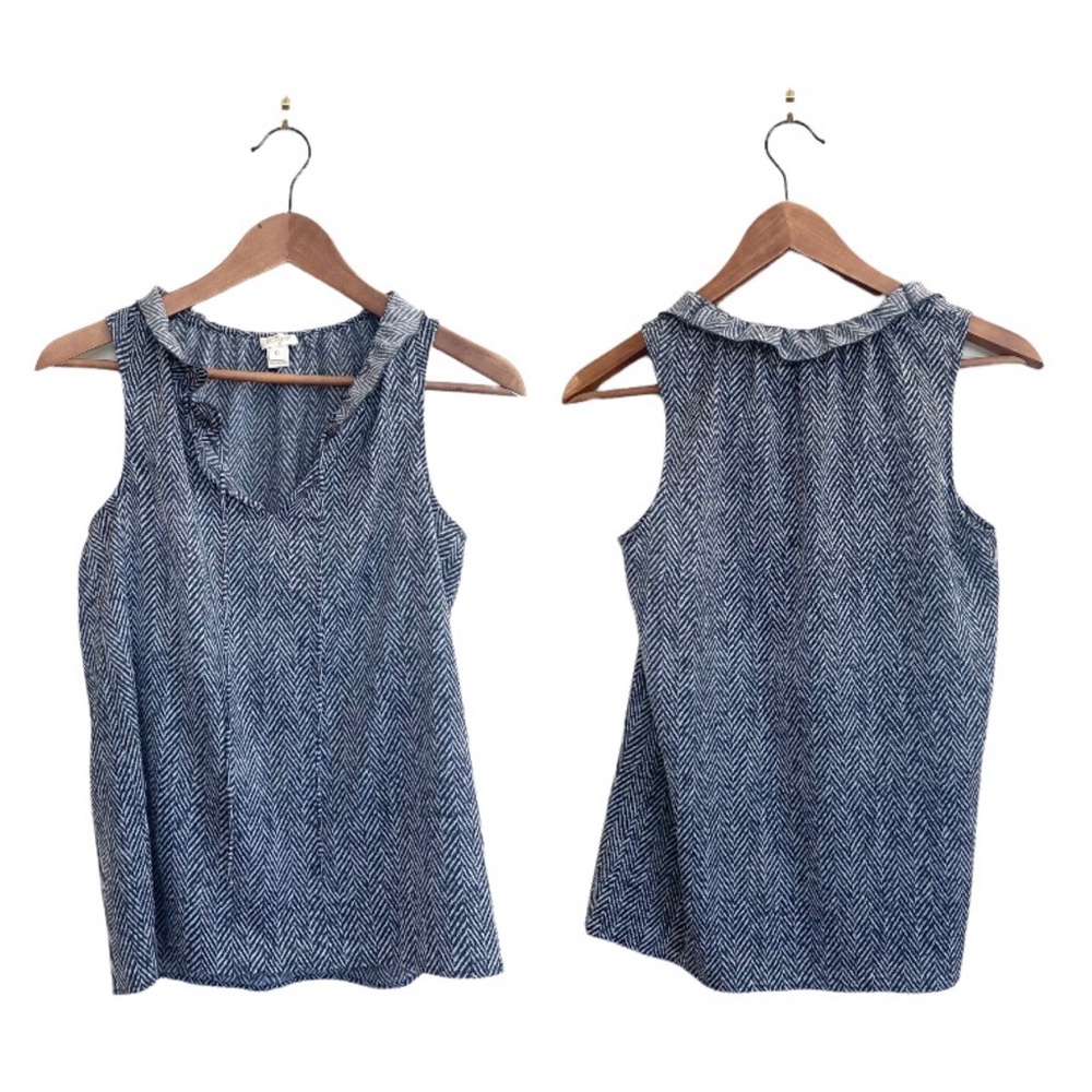 J.Crew Ruffled Neck Sleeveless Blouse